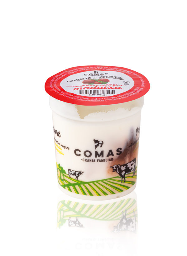 Iogurt amb melmelada ecològica de maduixa - Granja Comas